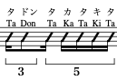 TaDhomの１〜２拍目の譜面