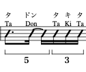 TaDhomの２小節目１〜２拍目の譜面