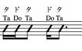 TaDhomの２小節目３〜４拍目の譜面